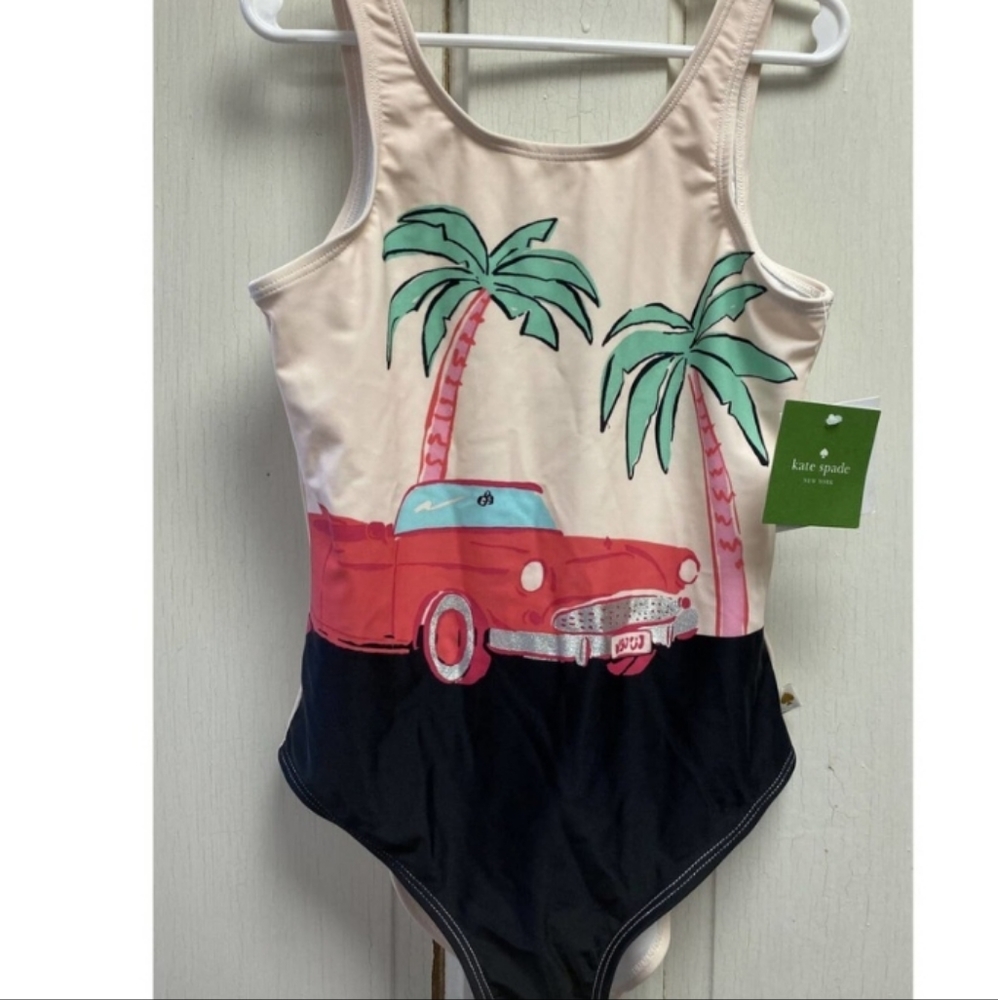 Kate Spade New York  Girl Road Trip One Piece UPF 50+ Swimsuit  Sz-14 nwt